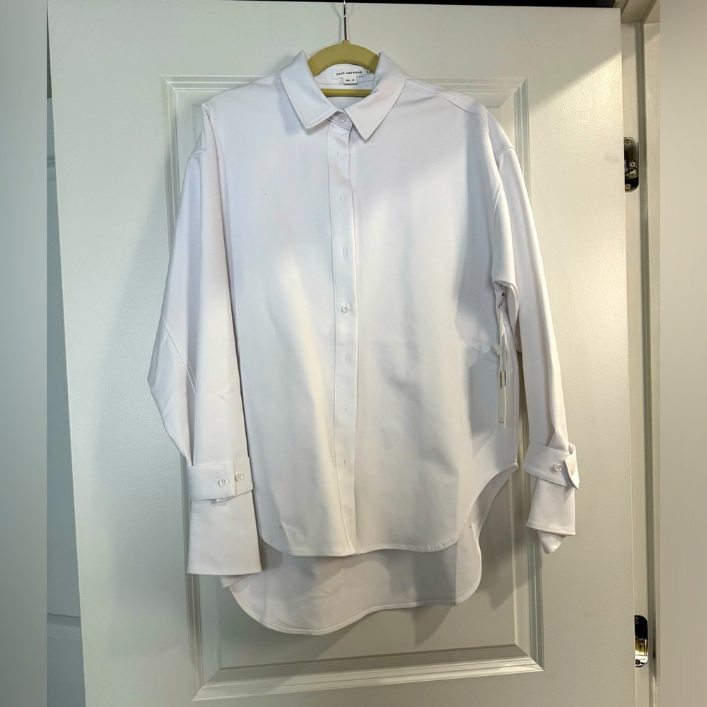 Good American white button down shirt